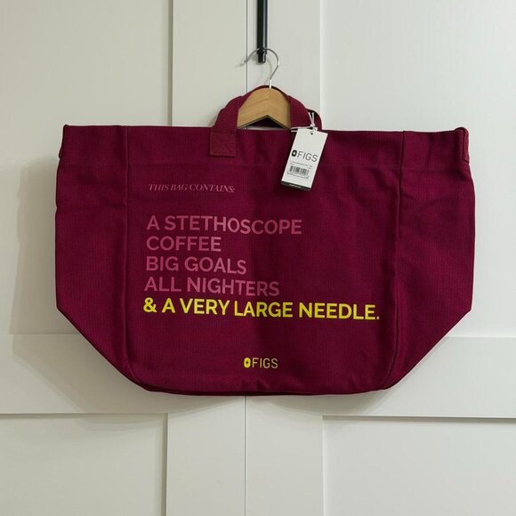 Figs A Very Large Needle Tote in Deep Cranberry - Picture 6 of 8